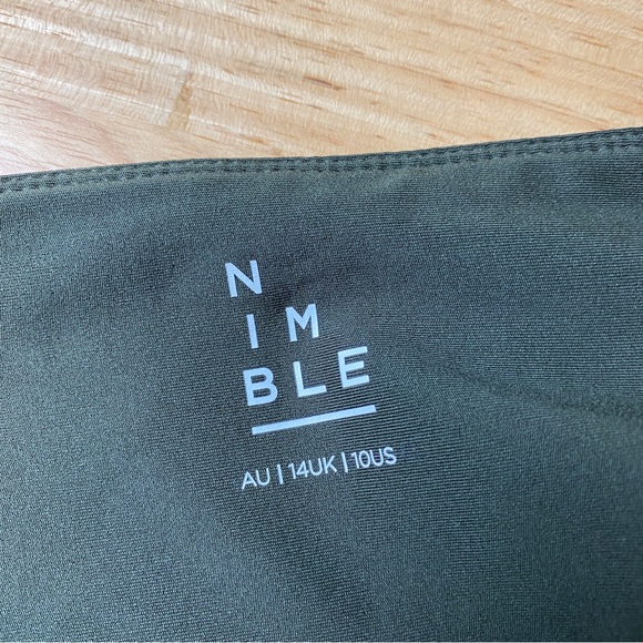 NIMBLE Moto Mesh Khaki Green High Waisted Full Length Activewear Tights Size 14 - Picture 6 of 10